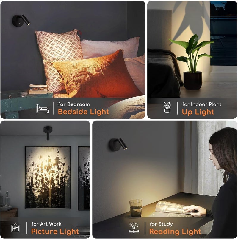 URTOM LED Wireless Spotlights Indoor with Remote Rechargeable Uplights with Timer Dimmable CRI 90+ Picture Light Battery Operated Spot Lights Indoor Accent Uplighting for Plant Reading, 2 Pack - Image 2